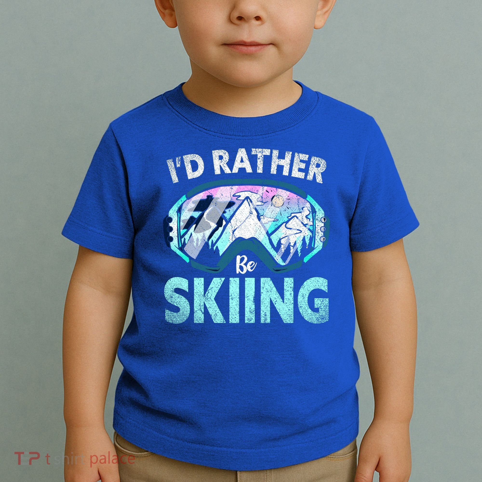 Skier Id Rather Be Skiing Mountains Ski Goggles Winter Ski Gift Toddler T-Shirt