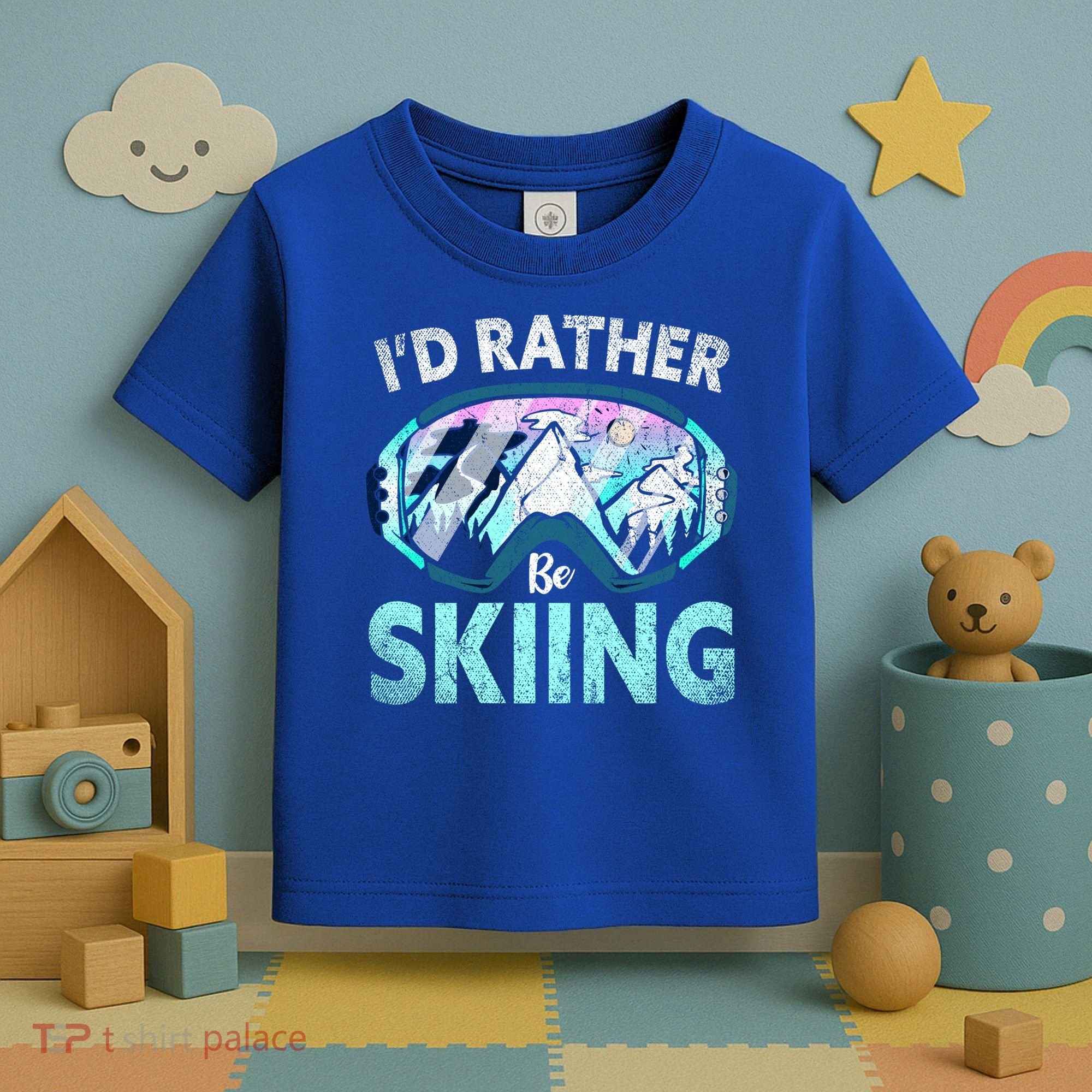 Skier Id Rather Be Skiing Mountains Ski Goggles Winter Ski Gift Toddler T-Shirt
