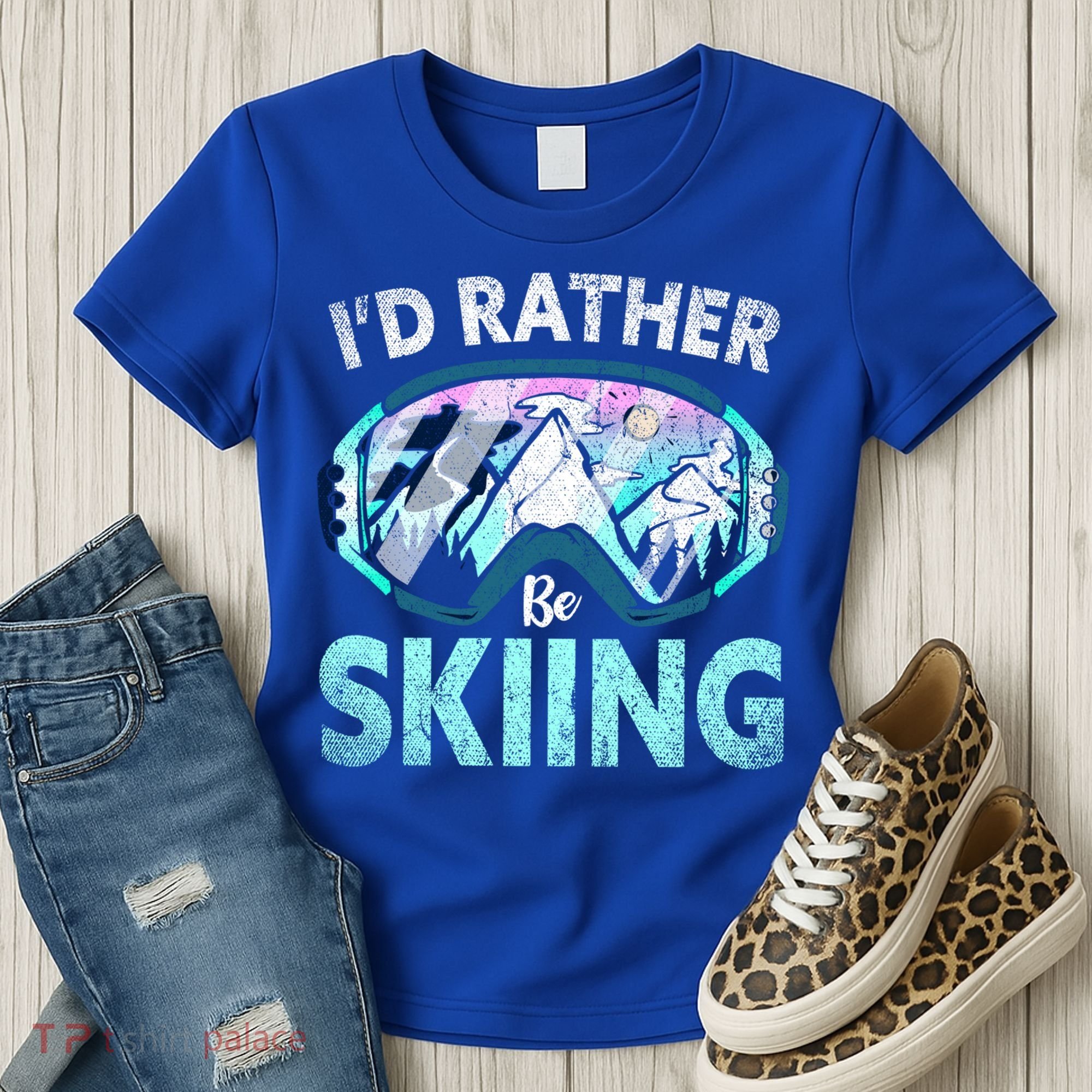 Skier Id Rather Be Skiing Mountains Ski Goggles Winter Ski Gift Women's T-Shirt