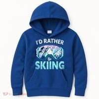 Skier Id Rather Be Skiing Mountains Ski Goggles Winter Ski Gift Kids Hoodie thumb 0
