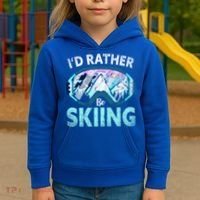 Skier Id Rather Be Skiing Mountains Ski Goggles Winter Ski Gift Kids Hoodie thumb 3