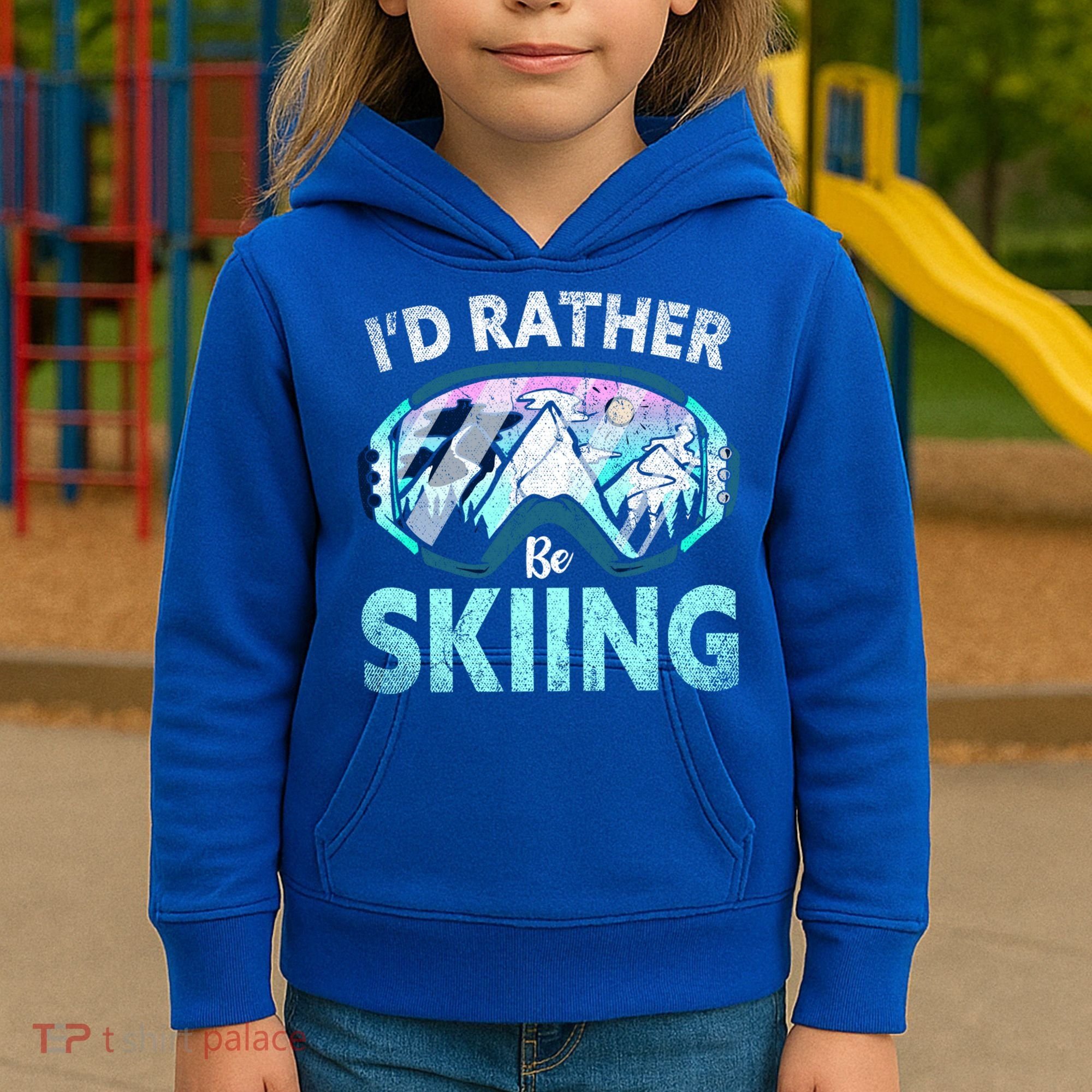 Skier Id Rather Be Skiing Mountains Ski Goggles Winter Ski Gift Kids Hoodie