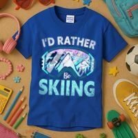 Skier Id Rather Be Skiing Mountains Ski Goggles Winter Ski Gift Kids T-Shirt thumb 3