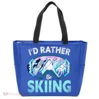 Skier Id Rather Be Skiing Mountains Ski Goggles Winter Ski Gift Tote Bag thumb 0