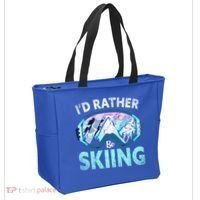 Skier Id Rather Be Skiing Mountains Ski Goggles Winter Ski Gift Tote Bag thumb 2