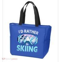 Skier Id Rather Be Skiing Mountains Ski Goggles Winter Ski Gift Tote Bag thumb 3