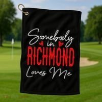 Somebody In Richmond Loves Me Virginia Relationship Matching Cute Gift Golf Towel thumb 1