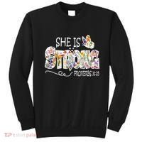 She Is Strong Proverbs 31:25 Bible Verse Sweatshirt thumb 0
