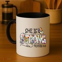 She Is Strong Proverbs 31:25 Bible Verse Coffee Mug thumb 4