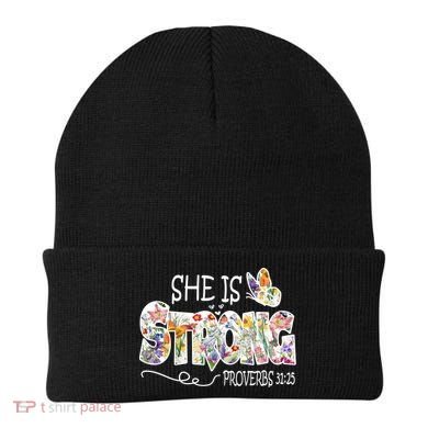 She Is Strong Proverbs 31:25 Bible Verse Beanie