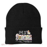 She Is Strong Proverbs 31:25 Bible Verse Beanie thumb 0