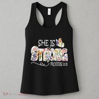 She Is Strong Proverbs 31:25 Bible Verse Women's Tank Top thumb 3