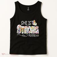 She Is Strong Proverbs 31:25 Bible Verse Tank Top thumb 2