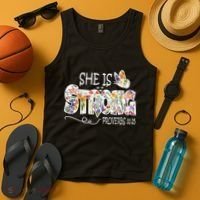She Is Strong Proverbs 31:25 Bible Verse Tank Top thumb 4