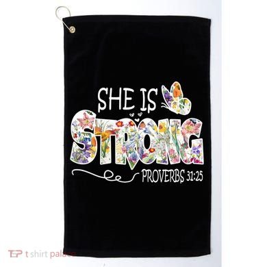 She Is Strong Proverbs 31:25 Bible Verse Golf Towel