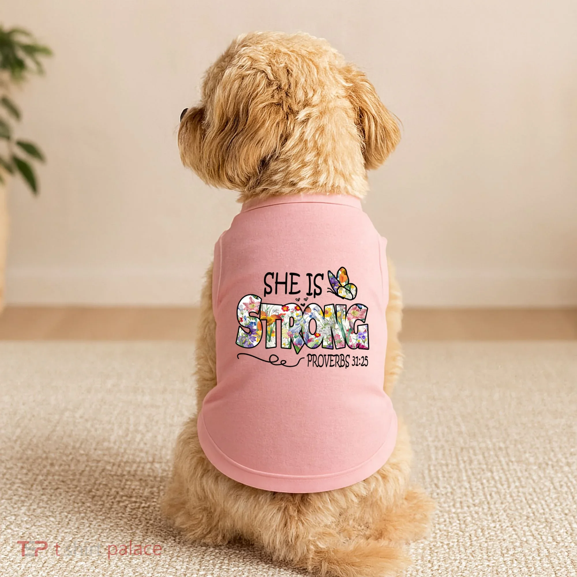 She Is Strong Proverbs 31:25 Bible Verse Doggie Tank