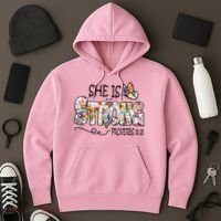 She Is Strong Proverbs 31:25 Bible Verse Hoodie thumb 3