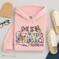 She Is Strong Proverbs 31:25 Bible Verse Hoodie thumb 4