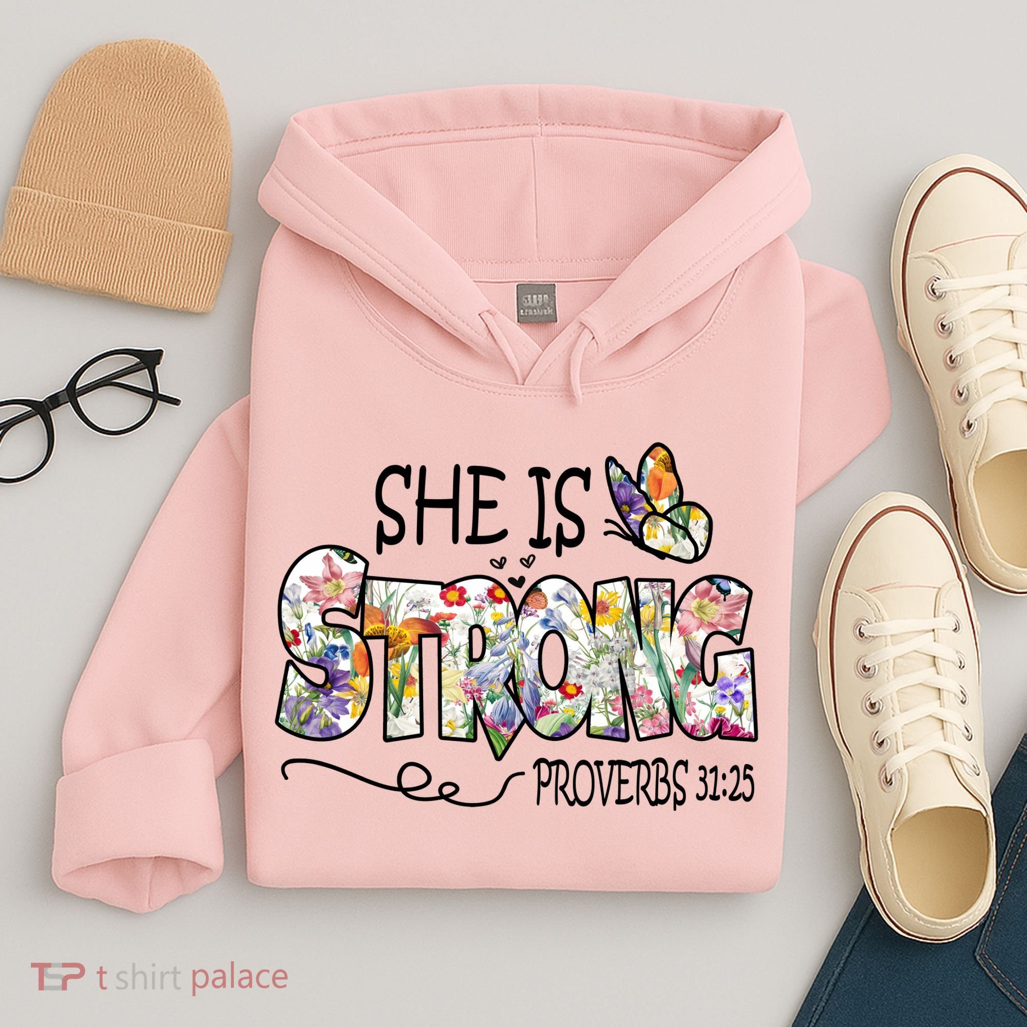 She Is Strong Proverbs 31:25 Bible Verse Hoodie
