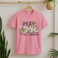 She Is Strong Proverbs 31:25 Bible Verse T-Shirt thumb 2