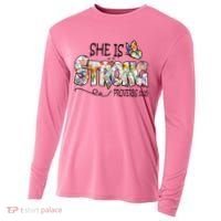 She Is Strong Proverbs 31:25 Bible Verse Cooling Performance Long Sleeve Crew thumb 0