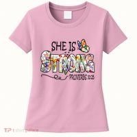 She Is Strong Proverbs 31:25 Bible Verse Women's T-Shirt thumb 0