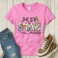 She Is Strong Proverbs 31:25 Bible Verse Women's T-Shirt thumb 3
