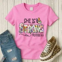 She Is Strong Proverbs 31:25 Bible Verse Women's T-Shirt thumb 3