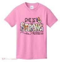 She Is Strong Proverbs 31:25 Bible Verse Kids T-Shirt thumb 0