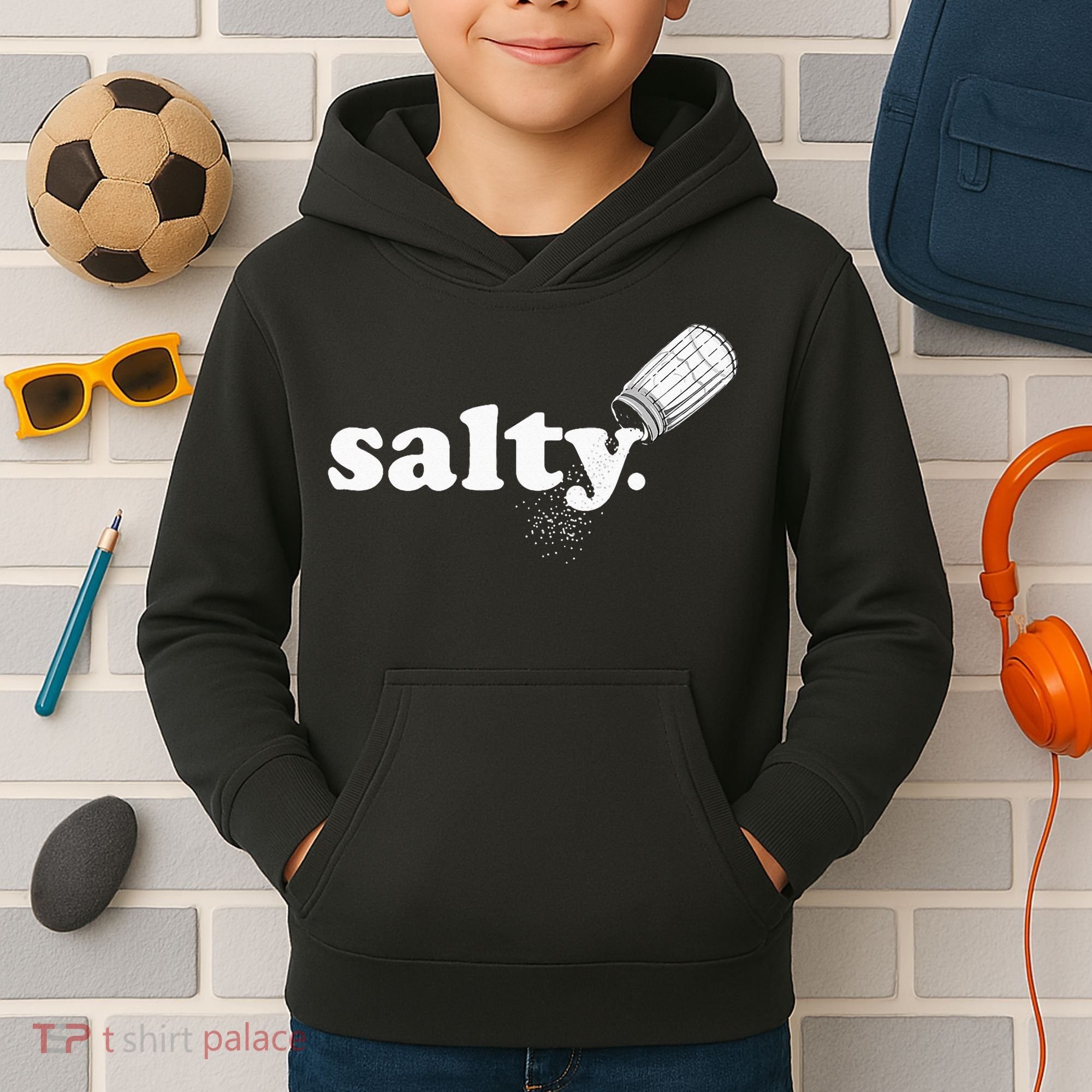 Salty Ironic Sarcastic Cool Funny Gamer Chef Trendy Kids Hoodie