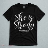 She Is Strong Proverbs 31 25 Gifts Christian Scripture T-Shirt thumb 5
