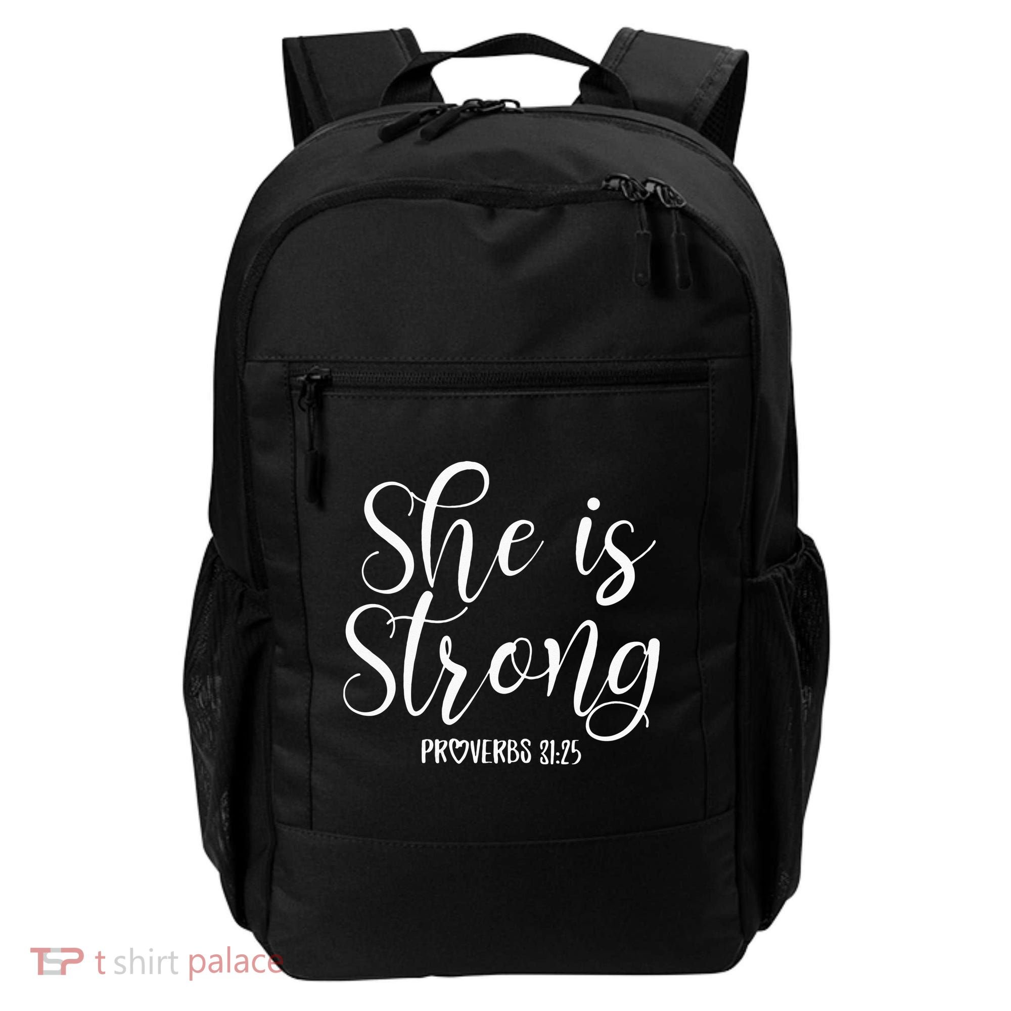 She Is Strong Proverbs 31 25 Gifts Christian Scripture Backpack