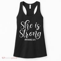 She Is Strong Proverbs 31 25 Gifts Christian Scripture Women's Tank Top thumb 0