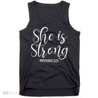She Is Strong Proverbs 31 25 Gifts Christian Scripture Tank Top thumb 0