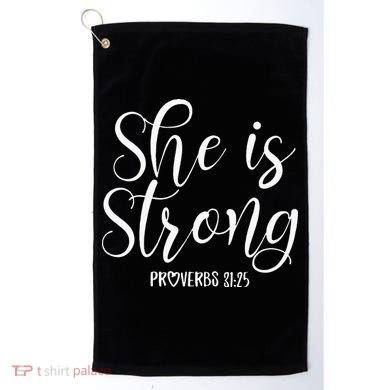 She Is Strong Proverbs 31 25 Gifts Christian Scripture Golf Towel