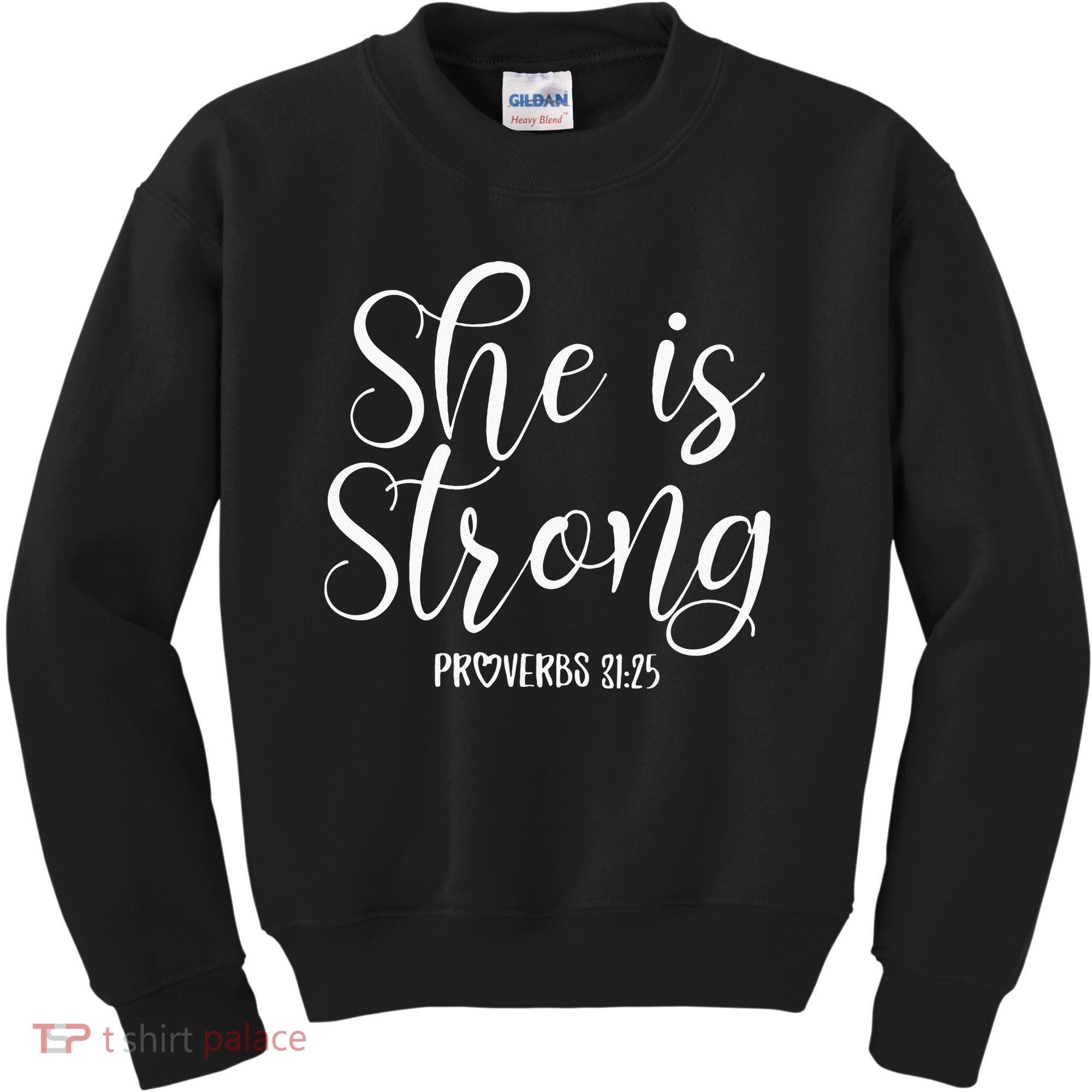She Is Strong Proverbs 31 25 Gifts Christian Scripture Kids Sweatshirt