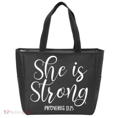 She Is Strong Proverbs 31 25 Gifts Christian Scripture Tote Bag