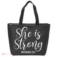 She Is Strong Proverbs 31 25 Gifts Christian Scripture Tote Bag thumb 0