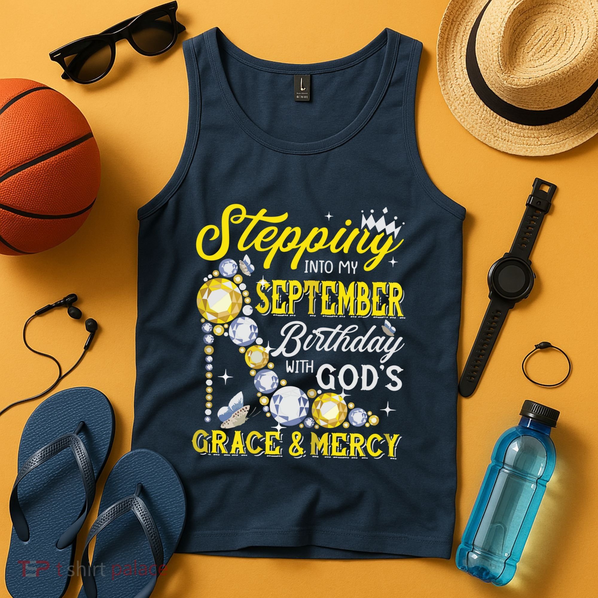 Stepping Into September Birthday With Gods Grace And Mercy Tank Top