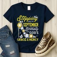 Stepping Into September Birthday With Gods Grace And Mercy Women's T-Shirt thumb 3