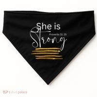 She Is Strong Proverbs 3125 Bible Verse Slogan Western Cross USA-Made Doggie Bandana thumb 0