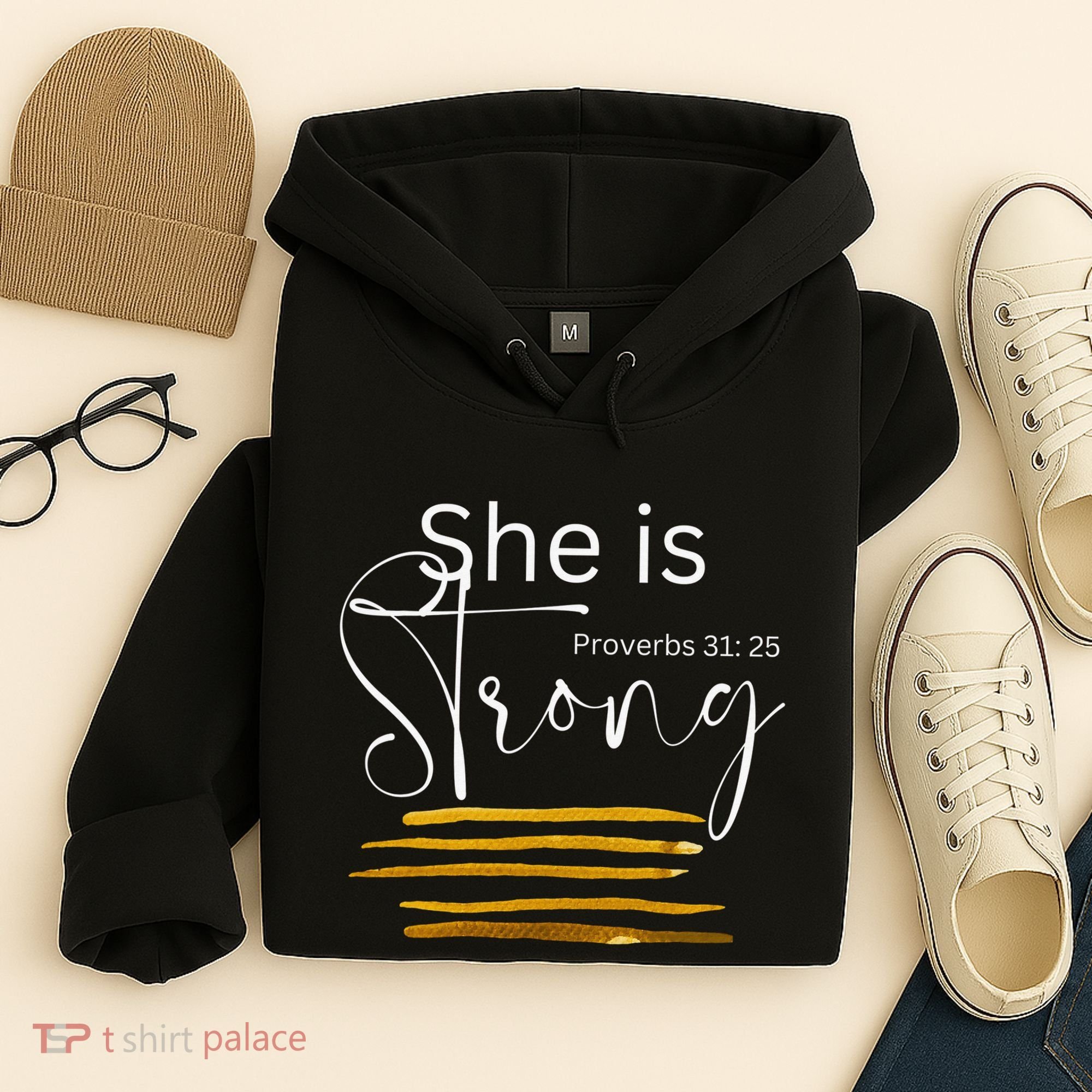 She Is Strong Proverbs 3125 Bible Verse Slogan Western Cross Hoodie