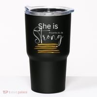 She Is Strong Proverbs 3125 Bible Verse Slogan Western Cross Tumbler thumb 0