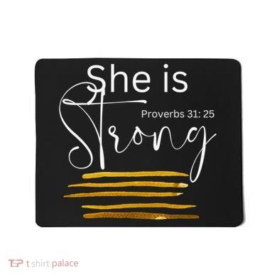 She Is Strong Proverbs 3125 Bible Verse Slogan Western Cross Mousepad