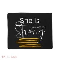 She Is Strong Proverbs 3125 Bible Verse Slogan Western Cross Mousepad thumb 0