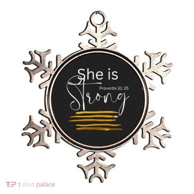 She Is Strong Proverbs 3125 Bible Verse Slogan Western Cross Ornament