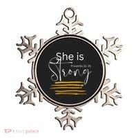 She Is Strong Proverbs 3125 Bible Verse Slogan Western Cross Ornament thumb 0