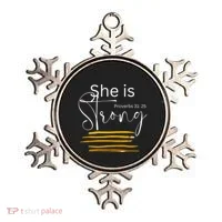 She Is Strong Proverbs 3125 Bible Verse Slogan Western Cross Ornament thumb 0
