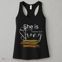 She Is Strong Proverbs 3125 Bible Verse Slogan Western Cross Women's Tank Top thumb 3
