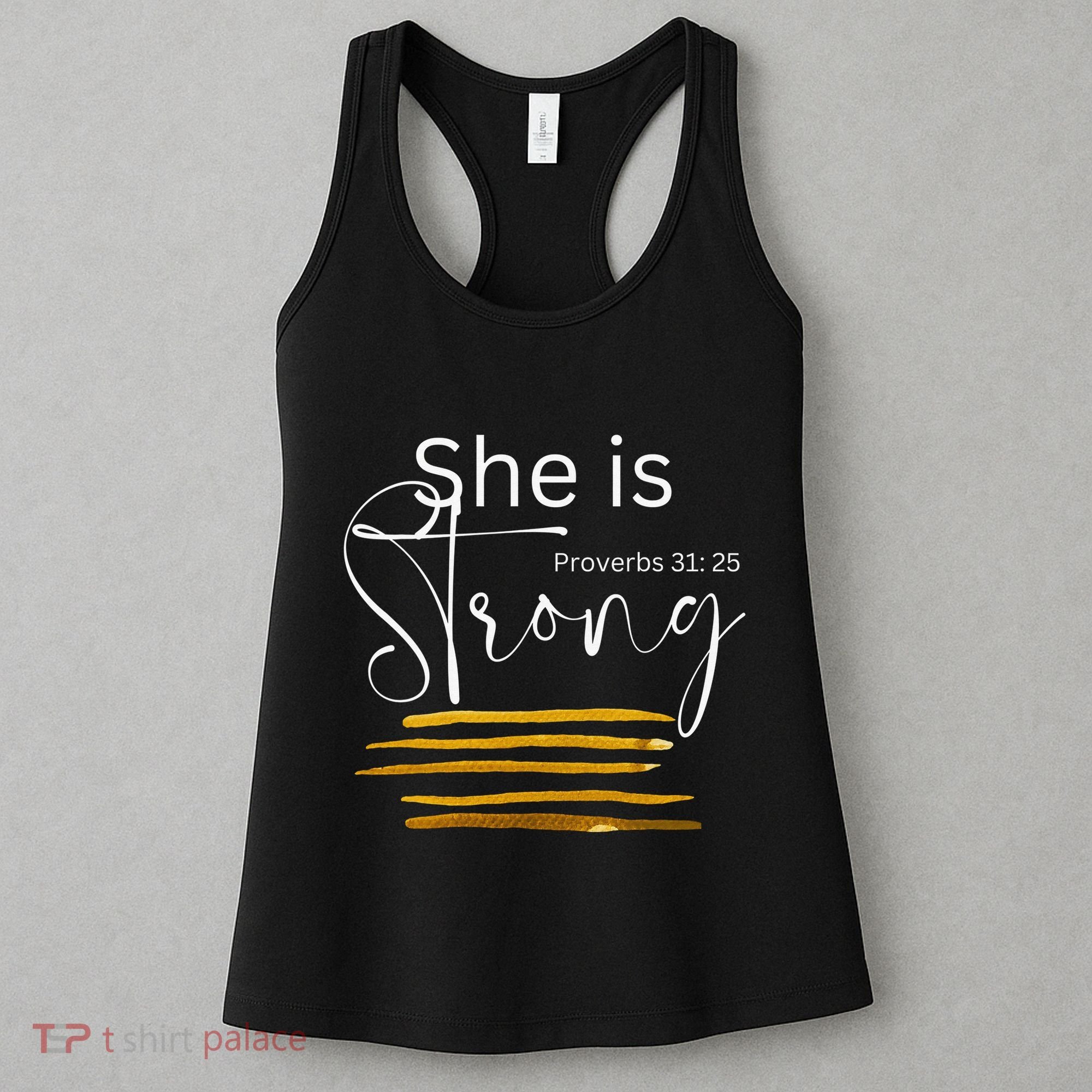 She Is Strong Proverbs 3125 Bible Verse Slogan Western Cross Women's Tank Top